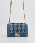 *HOT* Chanel Blue Small Boy Bag in Denim with Champagne Gold Hardware