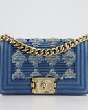 *HOT* Chanel Blue Small Boy Bag in Denim with Champagne Gold Hardware