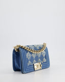 *HOT* Chanel Blue Small Boy Bag in Denim with Champagne Gold Hardware