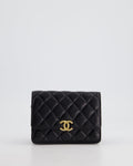 *HOT* Chanel Black Mini Seasonal Flap Bag In Lambskin Leather with Gold & Black Hardware