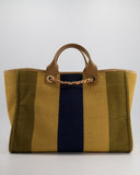 *HOT* Chanel Beige, Navy and Khaki Raffia Deauville Tote with Pastel Logo and Champagne Gold Hardware