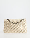 *SUPER RARE* Chanel Metallic Gold Medium Classic Double Flap Bag in Lambskin Leather with Black Hardware