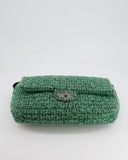 *FIRE PRICE* Chanel Green Tweed 2.55 Large Crossbody Bag with Ruthenium Hardware
