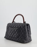 *RARE* Chanel Medium Coco Top Handle Bag Grey Caviar with Python Handle and Ruthenium Hardware