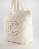 *HOT* Chanel Ivory Terry Beach Set with CC Tote Bag, Towel and Small Pouch