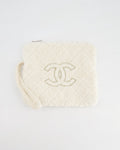 *HOT* Chanel Ivory Terry Beach Set with CC Tote Bag, Towel and Small Pouch
