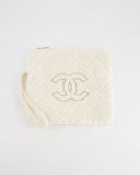 *HOT* Chanel Ivory Terry Beach Set with CC Tote Bag, Towel and Small Pouch