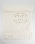 *HOT* Chanel Ivory Terry Beach Set with CC Tote Bag, Towel and Small Pouch