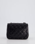 *HOT* Chanel Black Mini Square Flap Bag in Lambskin with Silver Hardware