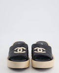 *HOT* Chanel Black Wooden Mules in Lambskin Leather with Cream CC Logo Detail Size EU 40