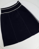 *HOT* Chanel Airline Collection Navy Cashmere Jumper and Mini Skirt Set with Silver Logo Airplane Appliqu√©s Size FR 38 (UK 10)