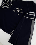 *HOT* Chanel Airline Collection Navy Cashmere Jumper and Mini Skirt Set with Silver Logo Airplane Appliqu√©s Size FR 38 (UK 10)