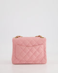 *RARE* Chanel Pink Mini Square Flap Bag in Caviar Leather with 24K Gold Plated Hardware