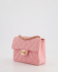 *RARE* Chanel Pink Mini Square Flap Bag in Caviar Leather with 24K Gold Plated Hardware
