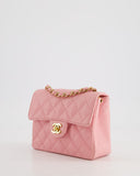*RARE* Chanel Pink Mini Square Flap Bag in Caviar Leather with 24K Gold Plated Hardware