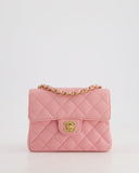 *RARE* Chanel Pink Mini Square Flap Bag in Caviar Leather with 24K Gold Plated Hardware
