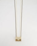 *RARE* Chanel 21S Champagne Gold Bag Charm Necklace with White Pearls & Black Leather Chain Detail