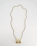 *RARE* Chanel 21S Champagne Gold Bag Charm Necklace with White Pearls & Black Leather Chain Detail