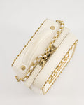 *HOT* Chanel White Calfskin Vertical Vanity Case with Gold Chain Trim Detail and Gold Hardware