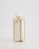 *HOT* Chanel White Calfskin Vertical Vanity Case with Gold Chain Trim Detail and Gold Hardware