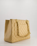 *AMAZING SHAPE* Chanel Beige Caviar GST Grand Shopper Tote Bag with Gold Hardware