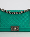 *HOT* Chanel Mint Green Medium Boy Bag in Calfskin Leather with Ruthenium Hardware