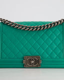 *HOT* Chanel Mint Green Medium Boy Bag in Calfskin Leather with Ruthenium Hardware