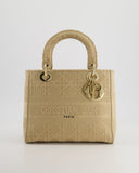 *FIRE PRICE* Christian Top quality Dior Medium Lady D-Lite Bag in Beige Cannage Canvas with Champagne Gold Hardware RRP ¬£4,300