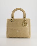 *FIRE PRICE* Christian Top quality Dior Medium Lady D-Lite Bag in Beige Cannage Canvas with Champagne Gold Hardware RRP ¬£4,300