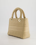 *FIRE PRICE* Christian Dior Medium Lady D-Lite Bag in Beige Cannage Canvas with Champagne Gold Hardware RRP ¬£4,300