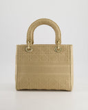 *FIRE PRICE* Christian Dior Medium Lady D-Lite Bag in Beige Cannage Canvas with Champagne Gold Hardware RRP ¬£4,300