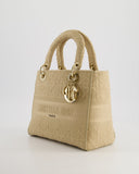*FIRE PRICE* Christian Dior Medium Lady D-Lite Bag in Beige Cannage Canvas with Champagne Gold Hardware RRP ¬£4,300