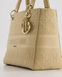 *FIRE PRICE* Christian Dior Medium Lady D-Lite Bag in Beige Cannage Canvas with Champagne Gold Hardware RRP ¬£4,300