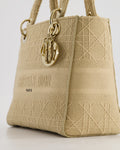 *FIRE PRICE* Christian Top quality Dior Medium Lady D-Lite Bag in Beige Cannage Canvas with Champagne Gold Hardware RRP ¬£4,300