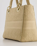 *FIRE PRICE* Christian Top quality Dior Medium Lady D-Lite Bag in Beige Cannage Canvas with Champagne Gold Hardware RRP ¬£4,300
