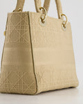 *FIRE PRICE* Christian Top quality Dior Medium Lady D-Lite Bag in Beige Cannage Canvas with Champagne Gold Hardware RRP ¬£4,300