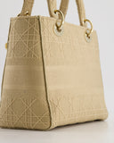 *FIRE PRICE* Christian Top quality Dior Medium Lady D-Lite Bag in Beige Cannage Canvas with Champagne Gold Hardware RRP ¬£4,300