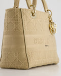 *FIRE PRICE* Christian Top quality Dior Medium Lady D-Lite Bag in Beige Cannage Canvas with Champagne Gold Hardware RRP ¬£4,300