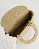 *FIRE PRICE* Christian Top quality Dior Medium Lady D-Lite Bag in Beige Cannage Canvas with Champagne Gold Hardware RRP ¬£4,300