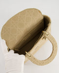 *FIRE PRICE* Christian Dior Medium Lady D-Lite Bag in Beige Cannage Canvas with Champagne Gold Hardware RRP ¬£4,300