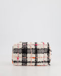 *HOT* Chanel White Tweed Mini Rectangular Single Flap Bag with Black & White Details and Silver Hardware