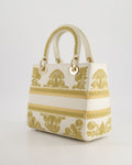 *RARE* Christian Top quality Dior Limited Edition Cruise 2021 Embroidered White Medium Lady Top quality Dior Bag in Calfskin Leather with Champagne Gold Hardware