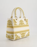 *RARE* Christian Top quality Dior Limited Edition Cruise 2021 Embroidered White Medium Lady Top quality Dior Bag in Calfskin Leather with Champagne Gold Hardware