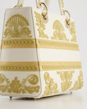 *RARE* Christian Top quality Dior Limited Edition Cruise 2021 Embroidered White Medium Lady Top quality Dior Bag in Calfskin Leather with Champagne Gold Hardware