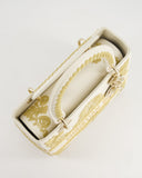 *RARE* Christian Top quality Dior Limited Edition Cruise 2021 Embroidered White Medium Lady Top quality Dior Bag in Calfskin Leather with Champagne Gold Hardware
