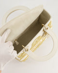 *RARE* Christian Top quality Dior Limited Edition Cruise 2021 Embroidered White Medium Lady Top quality Dior Bag in Calfskin Leather with Champagne Gold Hardware