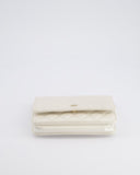 *HOT* Chanel Pearlescent Off-White Wallet on Chain Bag in Calfskin Leather with Champagne Gold Hardware