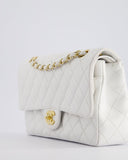 *RARE* Chanel White Medium Classic Double Flap in Caviar Leather with Gold Hardware