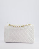 *RARE* Chanel White Medium Classic Double Flap in Caviar Leather with Gold Hardware