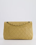 *FIRE PRICE* Chanel Vintage Chai Beige Classic Medium Stitched Edge Double Flap Bag in Lambskin Leather with 24K Gold Hardware